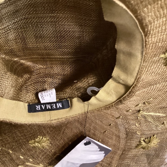NEW WITH TAGS Olive Green Floral Embroidered Wide Brim Derby Hat